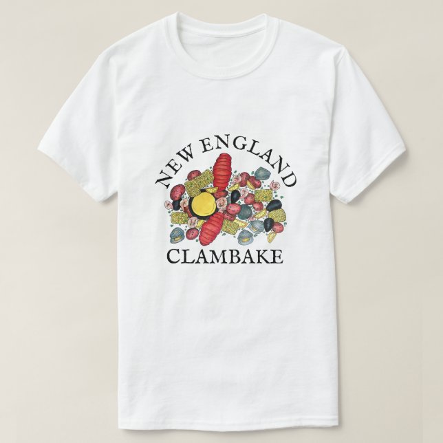 New England Clams Lobster Clambake Seafood Dinner T-Shirt (Design vorne)