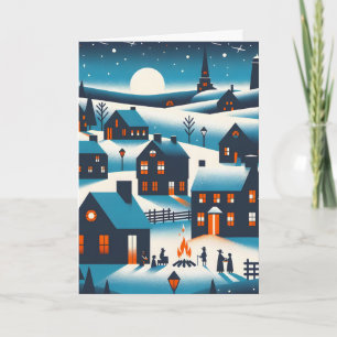 New-England-Dorf - Winterlandschaft Karte