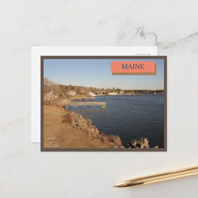 New England Houses Ocean Kittery Maine Nature Postkarte (Vorderseite/Rückseite Beispiel)