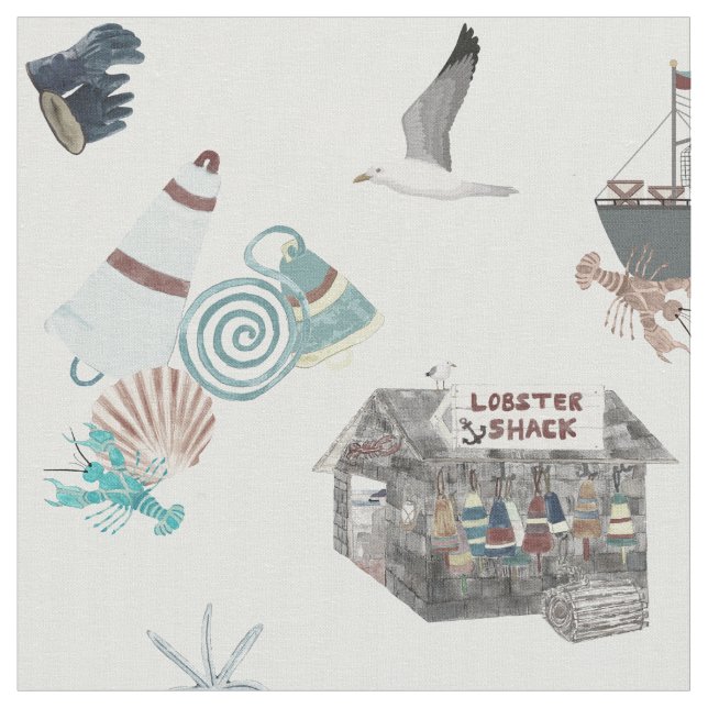 New England Hummer Shack Ditsy Stoff (Nahaufnahme)