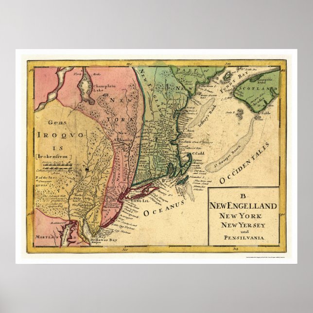 New England Karte 1759 Poster (Vorne)