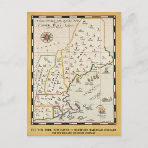 New-England-Karte Reiseplakat Postkarte