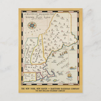 New-England-Karte Reiseplakat Postkarte