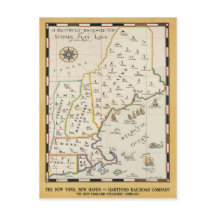 New-England-Karte Reiseplakat Postkarte