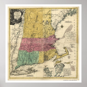 New England Map - 1777 Poster