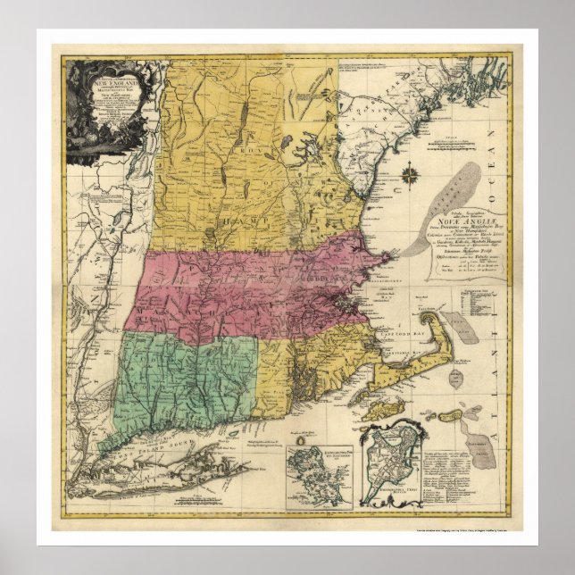 New England Map - 1777 Poster (Vorne)