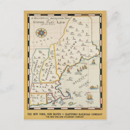 New England Map Travel Poster Postkarte