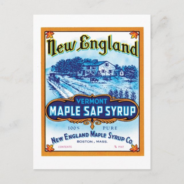 New England Maple Sap Syrup Ad Postkarte (Vorderseite)