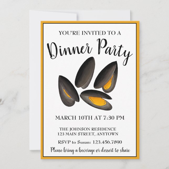 New England Mussels Beach Seafood Dinner Party Einladung (Vorderseite)