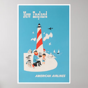 New England Poster Art Amerikanischer Reise Druck