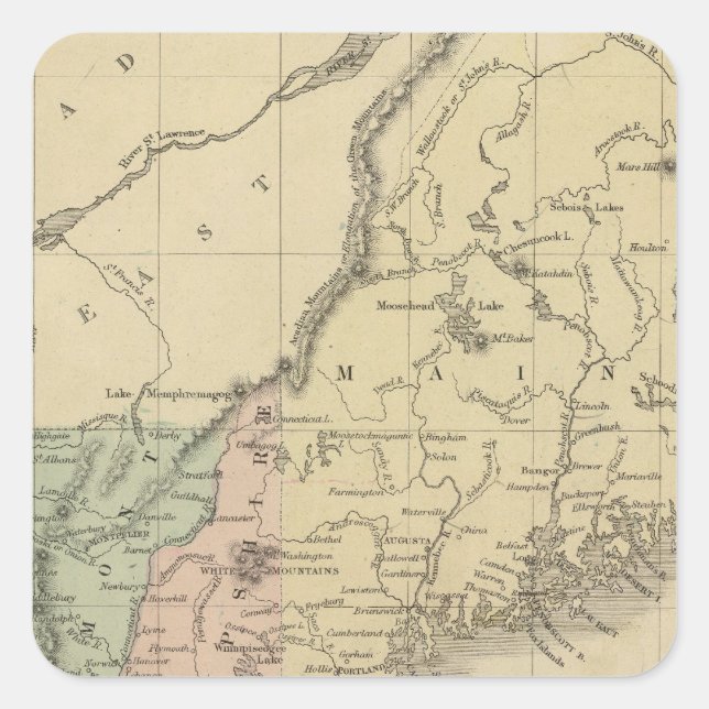 New England Quadratischer Aufkleber (Vorderseite)