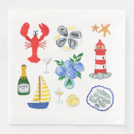 New England Seafood Themed Serviette