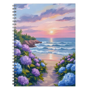 New England Sommer Hortensien-Strandmalerei Notizblock