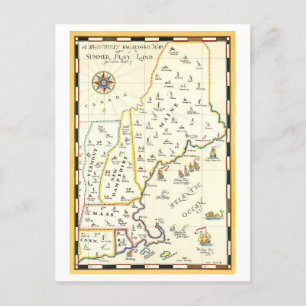New England Sommer Spiel Land Vintage Karte