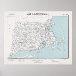 New England Staaten Map (1975) Poster