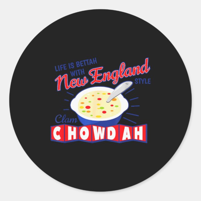 New England Style Clam Chowder  Runder Aufkleber (Vorderseite)