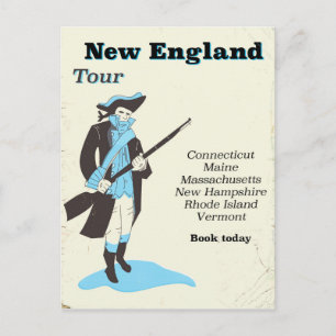 New-England-Tour Vintage-Reiseplakat Postkarte