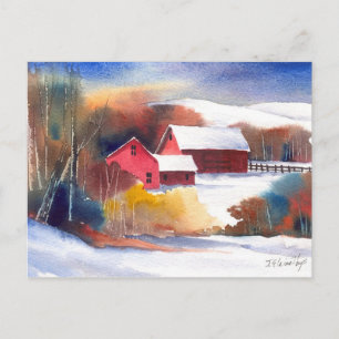 New England Valley Farm Postkarte