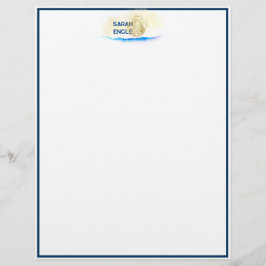 New England Watercolor Seashore Muschel Briefbogen