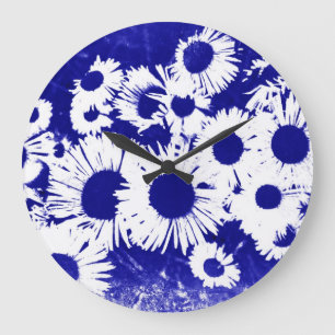 New England Wild Aster Große Wanduhr