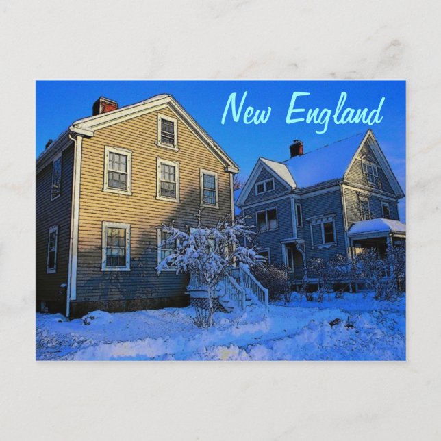 New England Winter Postcard Postkarte (Vorderseite)