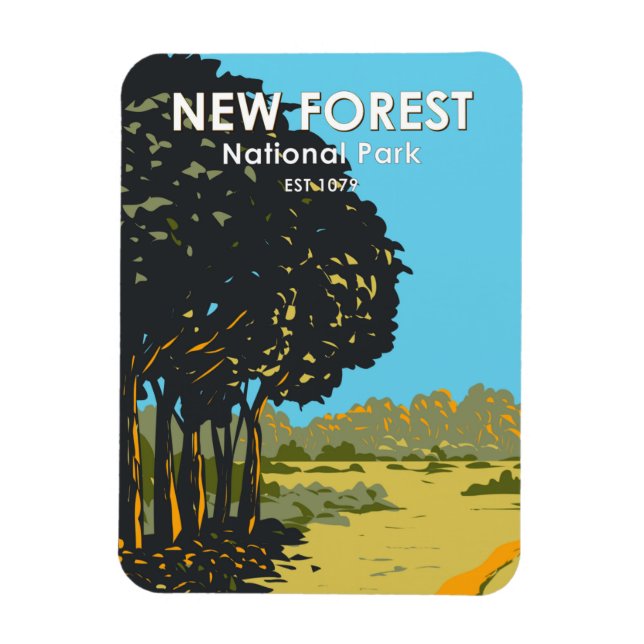 New Forest National Park England Vintag Magnet (Vertikal)
