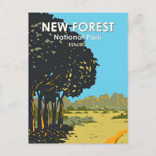 New Forest Nationalpark England Vintage Postkarte