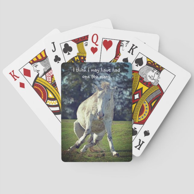 New Forest White Pony Funny Pose Spielkarten (Rückseite)