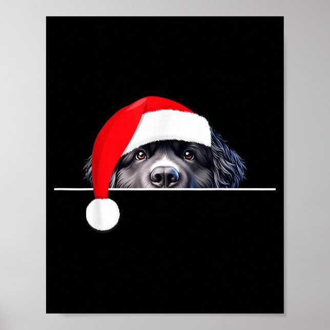 New Foundland Dog Lover Funny Santa Hat Christmas  Poster (Vorne)