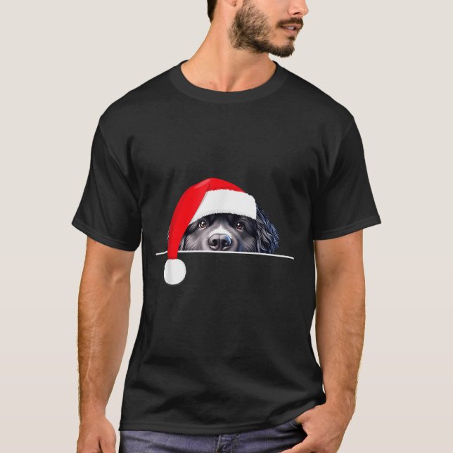 New Foundland Dog Lover Funny Santa Hat Christmas  T-Shirt (Vorderseite)