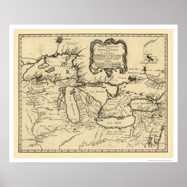 New France Kanada Karte 1755 Poster (Vorne)