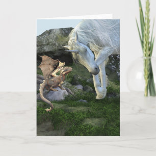 New Friends Baby Dragon und Unicorn Fantasy Karte