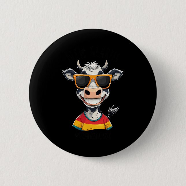 New Glarus Wi Usa Funny Cow Cartoon Design  Button (Vorderseite)