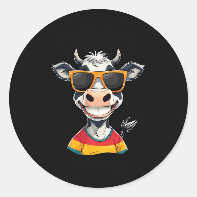New Glarus Wi Usa Funny Cow Cartoon Design  Runder Aufkleber (Vorderseite)