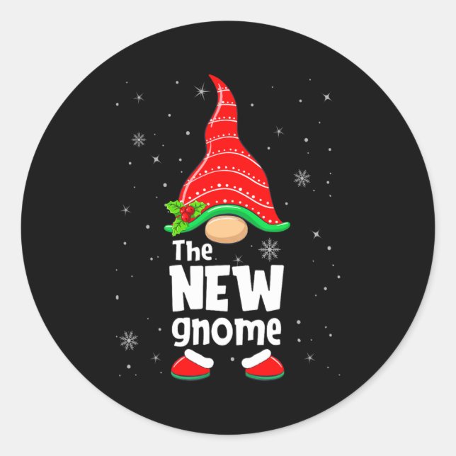 New Gnome Matching Family Group Christmas Party Pa Runder Aufkleber (Vorderseite)