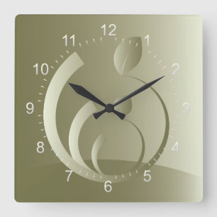 new golden leaves quadratische wanduhr