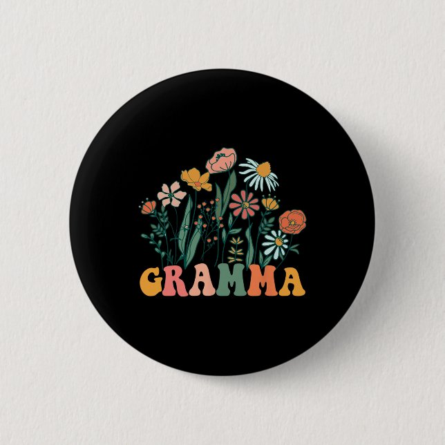 New Gramma Wildflower First Birthday &amp; Baby Sh Button (Vorderseite)