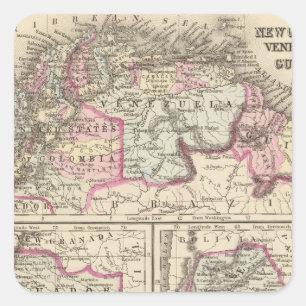 New Granada, Venezuela, Guyana Quadratischer Aufkleber