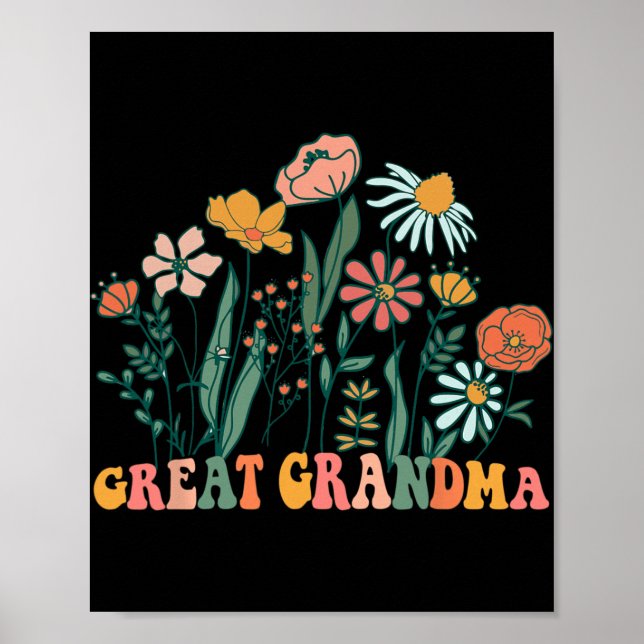 New Great Grandma Wildflower First Birthday &amp;  Poster (Vorne)
