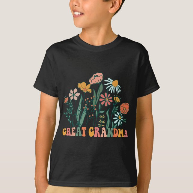 New Great Grandma Wildflower First Birthday &amp;  T-Shirt (Vorderseite)