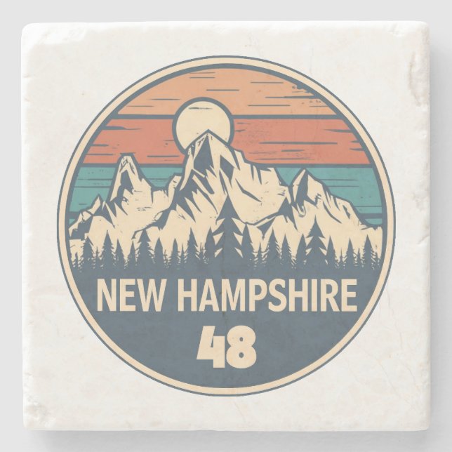 New Hampshire 48 Sunset Steinuntersetzer (Vorderseite)