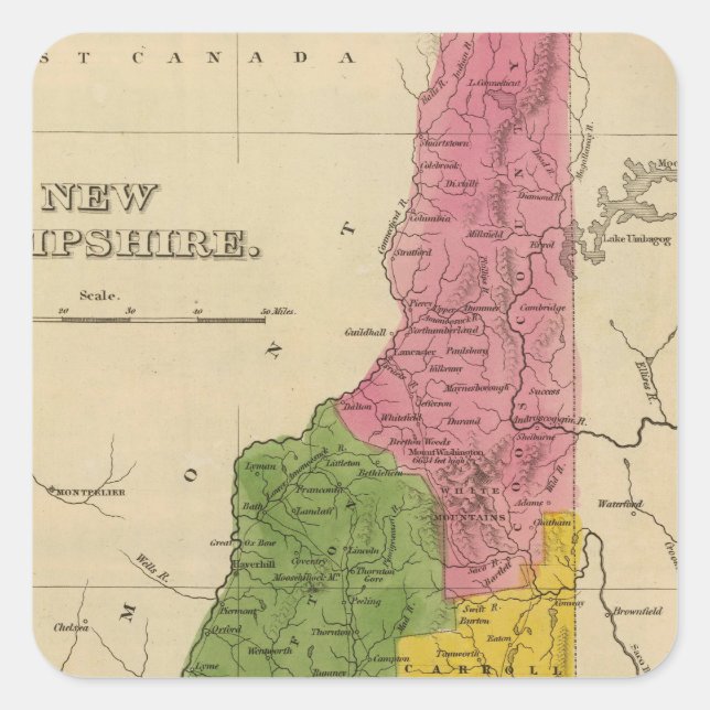 New Hampshire 6 Quadratischer Aufkleber (Vorderseite)