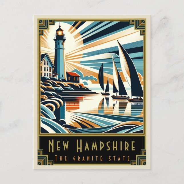 New Hampshire | Art Deco Postkarte (Vorderseite)
