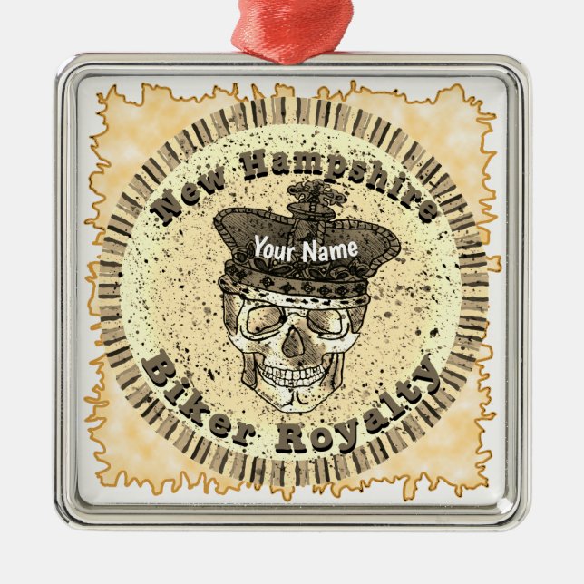 New Hampshire Biker  Ornament Aus Metall (Vorne)