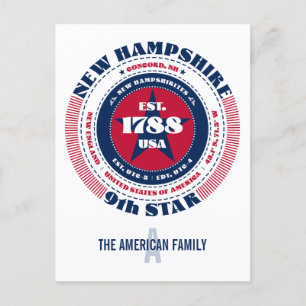 New Hampshire, Concord, NH, Patriotic, Monogram Postkarte