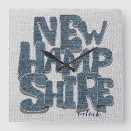 New Hampshire Denim Letter Quadratische Wanduhr