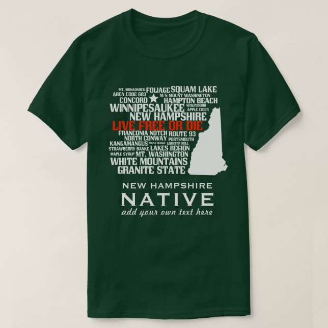 New Hampshire Eingeboren-lebhaftfreies oder die T-Shirt (Design vorne)