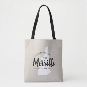 New Hampshire Family Monogram Staat Tote Bag