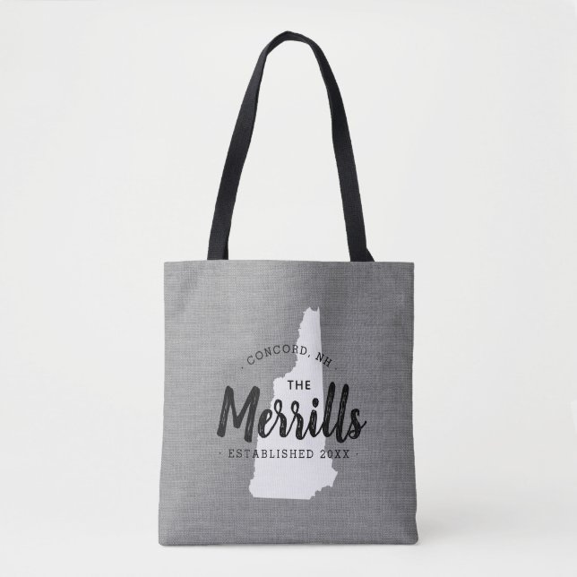 New Hampshire Family Monogram Staat Tote Bag (Vorderseite)