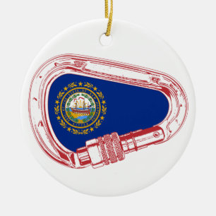 New Hampshire Flag Klettersteig Carabiner Keramik Ornament